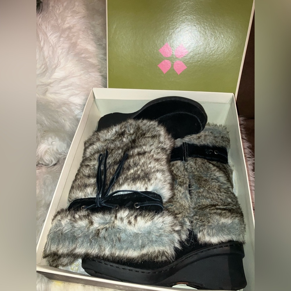 Suede Faux fur NATURALIZER womens wedge mid calf boots - Picture 11 of 15